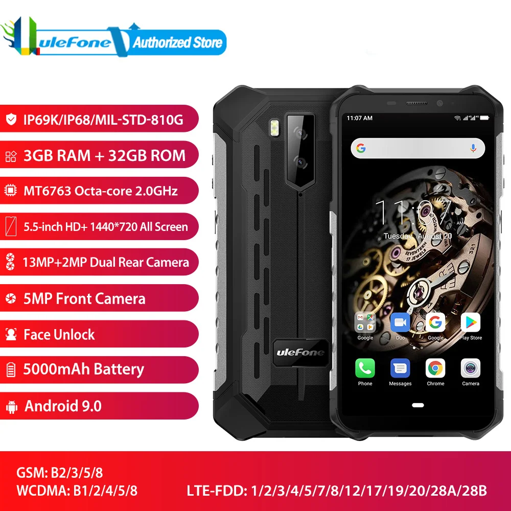 Смартфон Ulefone Armor X5 на Android 9 0 восемь ядер экран 5 дюйма 3 ГБ + 32 ГБ|Смартфоны| |
