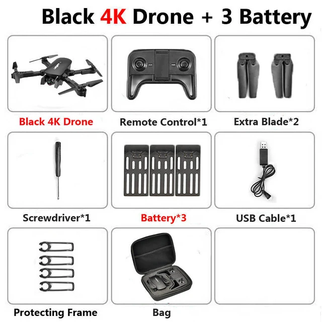 FPV RC Drone 4K камера оптический поток селфи Дрон складной wi-fi-квадрокоптер Вертолет VS VISUO XS816 SG106 SG700 X12 как Рождество - Цвет: 4K 3BAT Bag