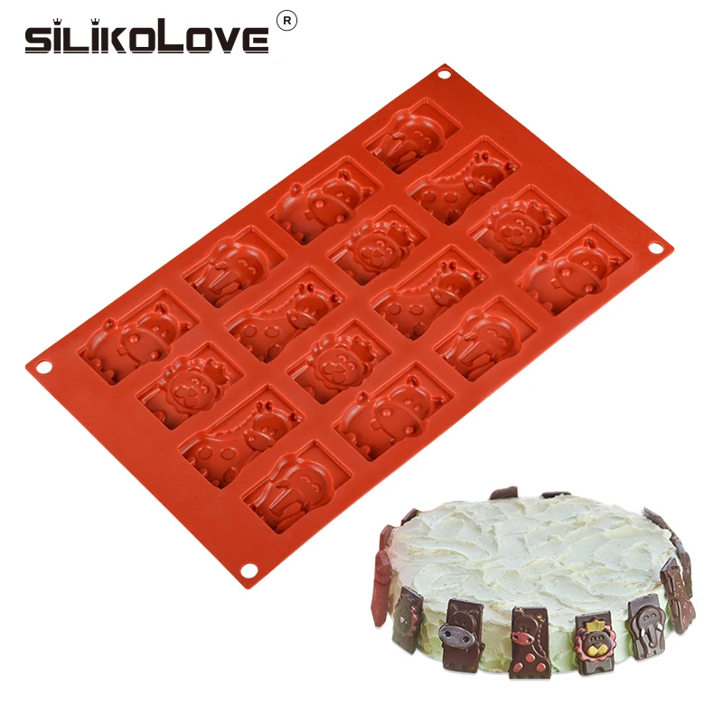 SILIKOLOVE 16 полости лошадь слон лев силиконовая форма для украшения торта Шоколадный Бар плесень