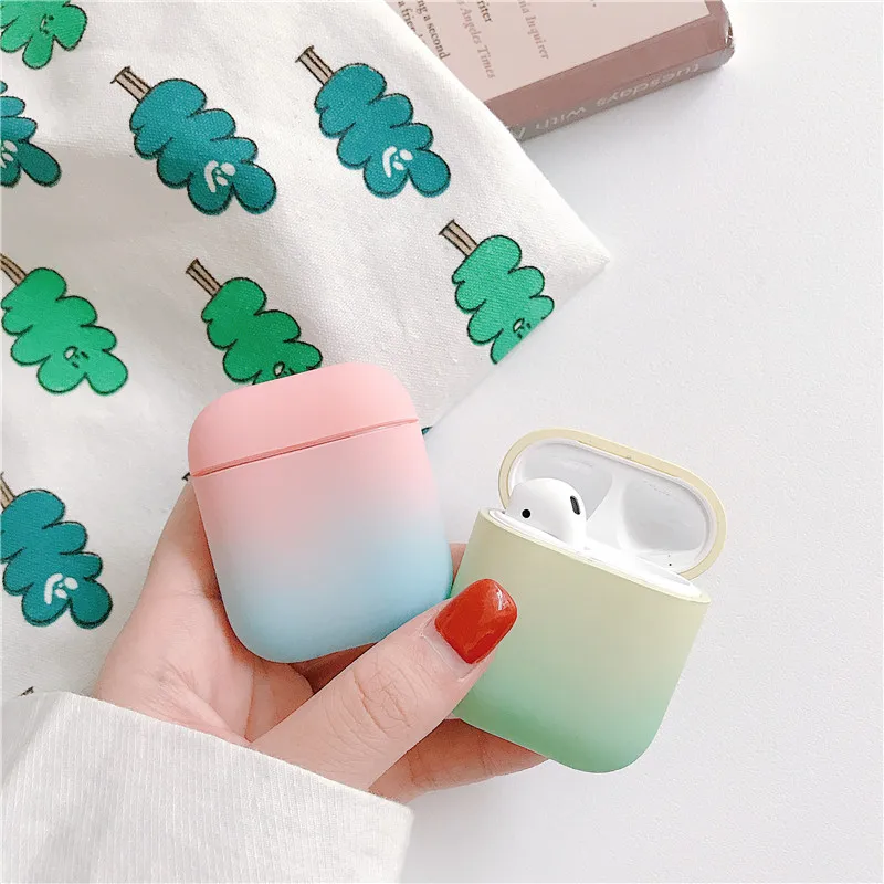 Цветной градиентный чехол для Apple Airpods, роскошный bluetooth-наушник, Жесткий Чехол Для Air pods, чехол для наушников, коробка, сумка с зарядкой