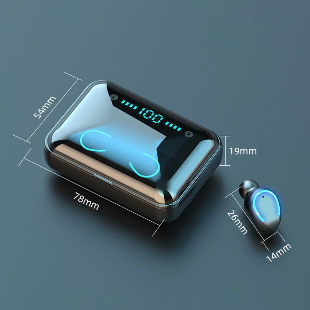 Portable ABS F9 Wireless Bluetooth 5 0 Earpiece Touch Control In Ear Earphone LED Display With Charge Box