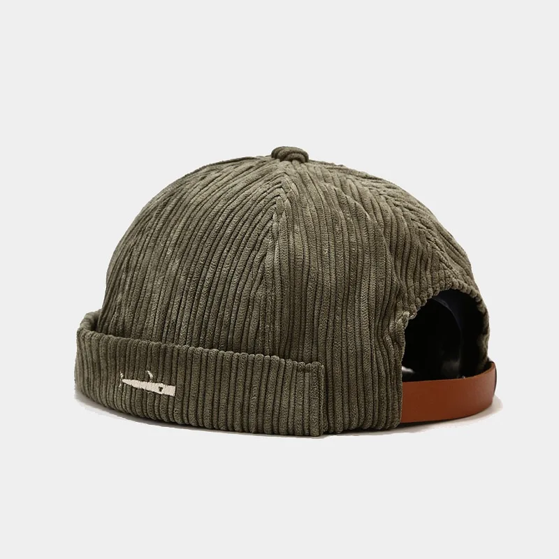 Brand Vintage Beanie Hats Men Women Spring Autumn Landlord Cap Streetwear Hip Hop Brimless Hat Corduroy Docker Cap Wholesale