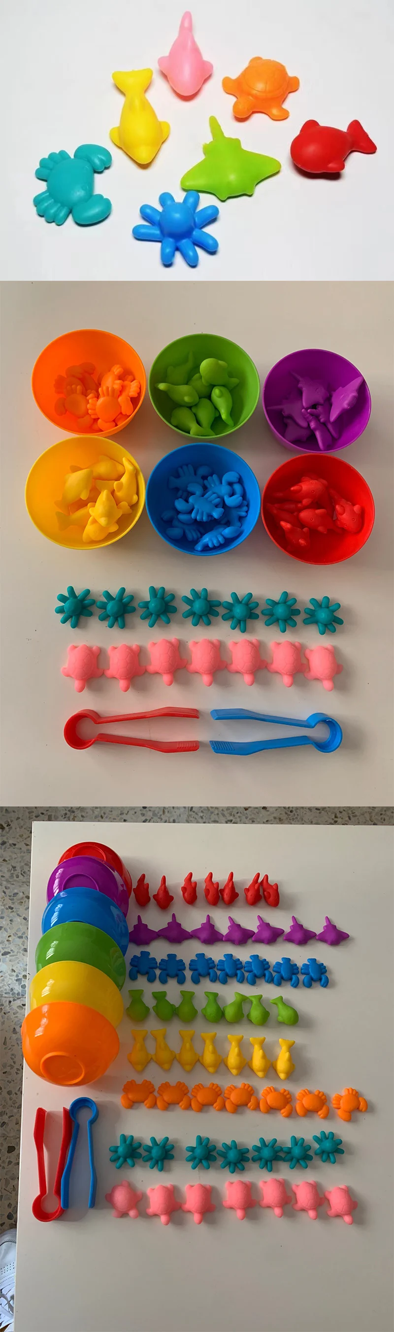 Kid Rainbow Matching Game Animal Cognition Rainbow Color Sort Fine Motor Training Montessori Sensory Education Puzzle Toy Gift