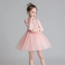 Осень, новые продукты, детское ярко-красное платье, китайское платье Ципао для девочек, свадебное платье