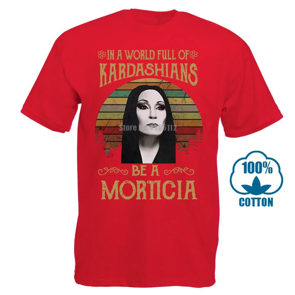 Красный Morticia Addams в мире полный кадаршианов Мужская черная футболка хлопок S 6Xl - Цвет: Красный