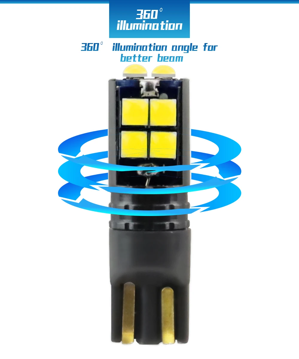 10 шт. W5W T10 светодиодный Canbus 3030 10SMD Автомобильный светодиодный просвет светильник Интерьер светильник 194 168 Авто клиновидный купол для чтения настольная лампа лампочка 12V