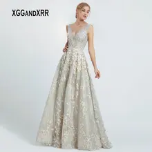 Романтическое ТРАПЕЦИЕВИДНОЕ платье для выпускного вечера V образным вырезом без рукавов с цветочной вышивкой длинное вечернее платье с открытой спиной размера плюс женская официальная одежда