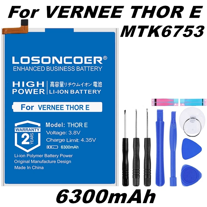 LOSONCOER Thor E 6300 мАч высококачественные телефонные Аккумуляторы для Vernee MTK6753 сменная