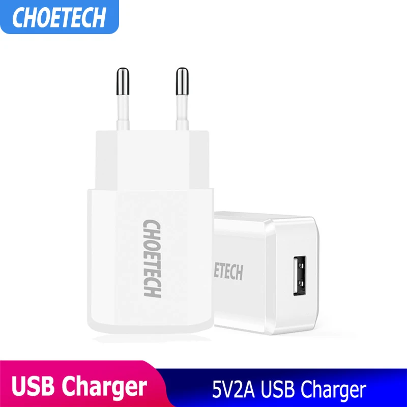 CHOETECH, зарядное устройство USB для смартфона, 5 В, 2 А, ЕС, вилка, зарядное устройство, адаптер USB, настенное зарядное устройство для iPhone, samsung, зарядное устройство для мобильного телефона s