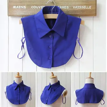 

Soft Chiffon Pointed Fake Collar Half Shirt Necklace Choker with Buttons Band