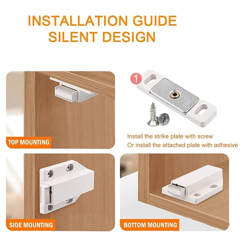 ABSF Push Latch Heavy Duty 4 Pack for Large Door Magnetic Contact Latches magnetic cabinet catches magnetic cabinet latches