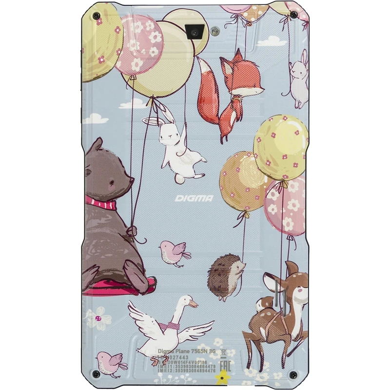 Планшет DIGMA Plane 7565N 3G Kids theme 2(animals/balloons). 1GB. 16GB разноцветный
