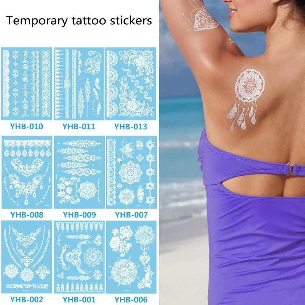 1 шт. Временная тату наклейка Мандала хна белый свадебный браслет для невесты