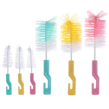 

2pcs/set Plastic Straight Shank Cleaning Brush Baby Bottle Brushes Nipple Nylon Bristles Cup Bottle Brush Bottle Feeding
