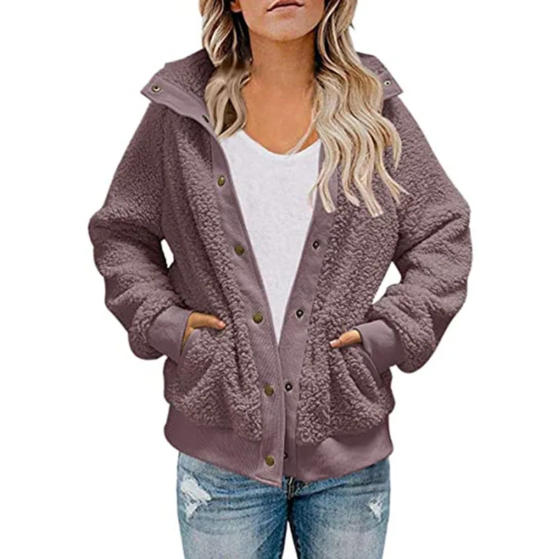

2021 Imitation Fur Coat New Long-sleeved Cardigan Women's Fall/winter Loose Coat Vintage Thick Warm Jackets Buckle Cardigan