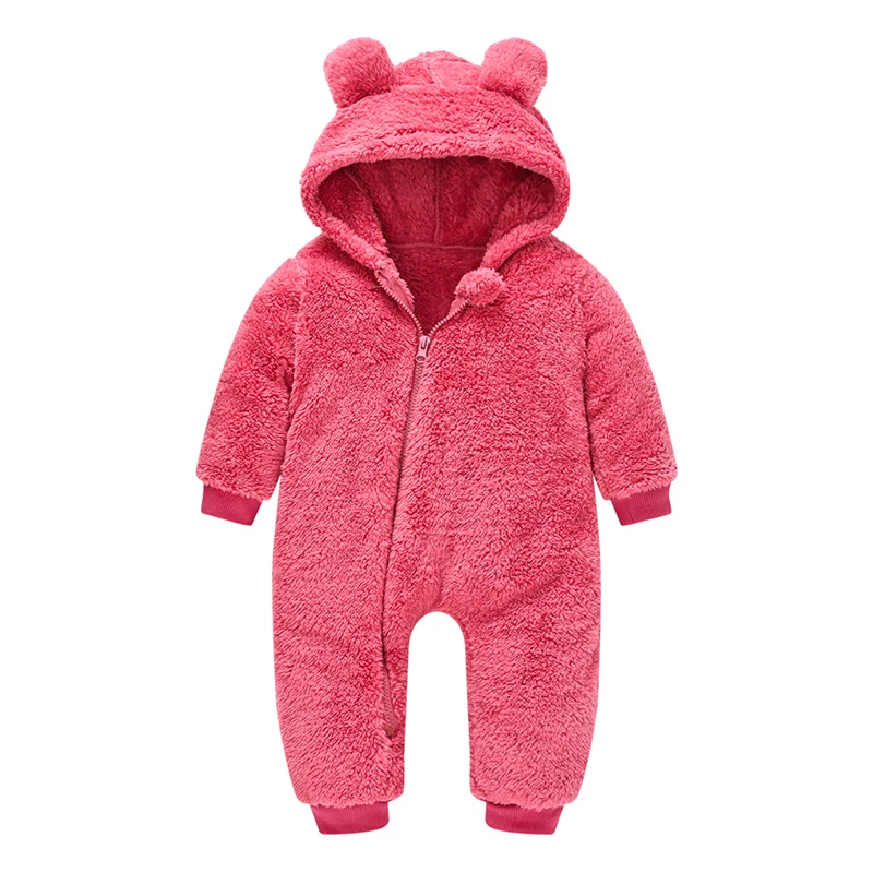 Cute Plush Bear Baby Rompers Toddler Girl Overall Jumpsuit Spring Autumn Hooded Zipper Baby Boys Romper Infant Crawling Clothing baby bodysuit dress