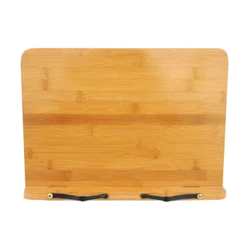 

Foldable Cook Book Holder Reading Rest Kitchen Elegant Study Room Natural Bamboo Adjustable Cookbook Stand Recipe Pages Fixed