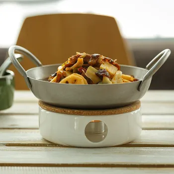 

Stainless steel candle heating personality plate dish home creative tableware dry pot dish serving dishes plate designs on sale