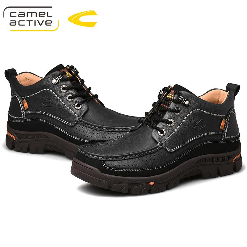 Camel Active New Men Winter Boots Real Leather Shoes Handmade Super Warm Motorcycle Boots Waterproof Ankle Boots Snow Boots