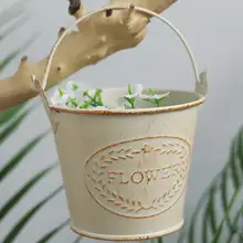 Vintage Iron Art Succulent Plants Flower Pot Bucket Sundries Storage Container Flower Pot