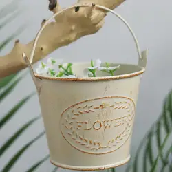 Vintage Iron Art Succulent Plants Flower Pot Bucket Sundries Storage Container Flower Pot