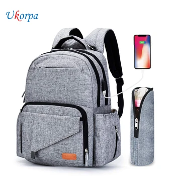 

New Fashion Baby Diaper Bag With USB Large Nappy Bag Maternity For Mummy Daddy Waterproof Laptop Travel Backpack Nursing Bags