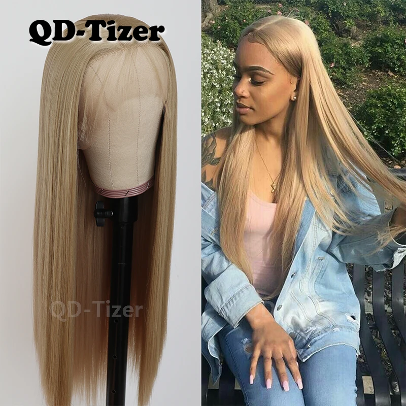 QD Tizer Glueless синтетические кружевные передние парики с BabyHair термостойкий длинный
