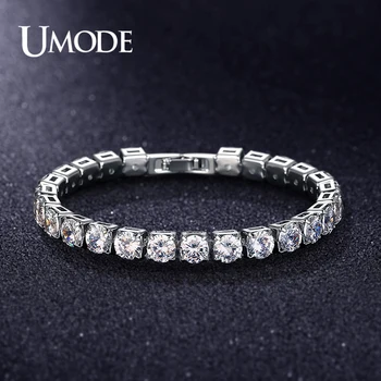 

UMODE New Fashion 6mm Clear Round CZ Zircon Tennis Bracelets for Women Men Crystal Box Chain Bracelet Jewelry Party Gifts UB0177