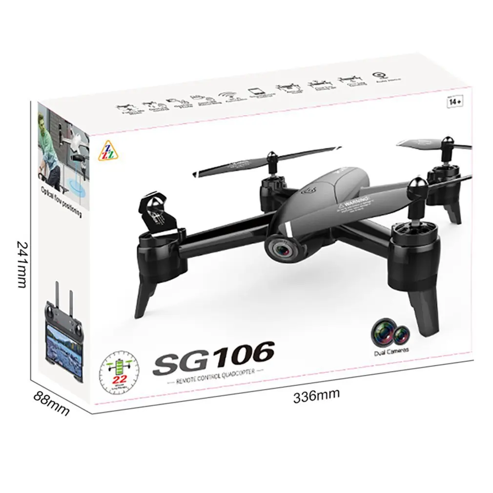 SG106 Радиоуправляемый Дрон 4K 1080P 720P двойная камера FPV WiFi оптический поток в реальном времени антенна видео RC Квадрокоптер самолет Дрон HD камера