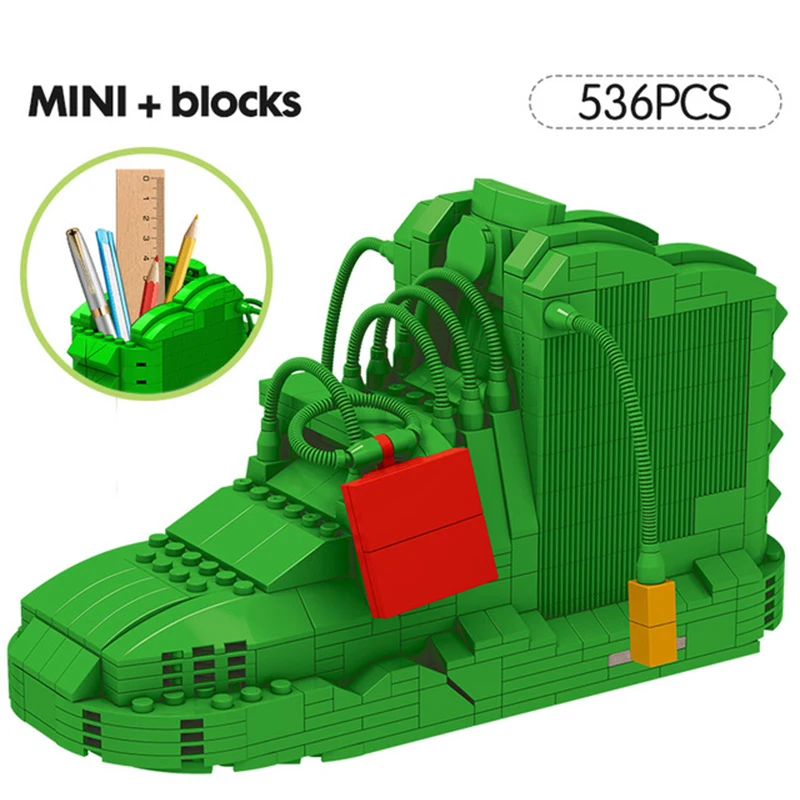 Mini Cute Sport Basketball Shoes Building Blocks Sneakers Model Pen Container Bricks Pencil-box Toys for Children Birthday Gift
