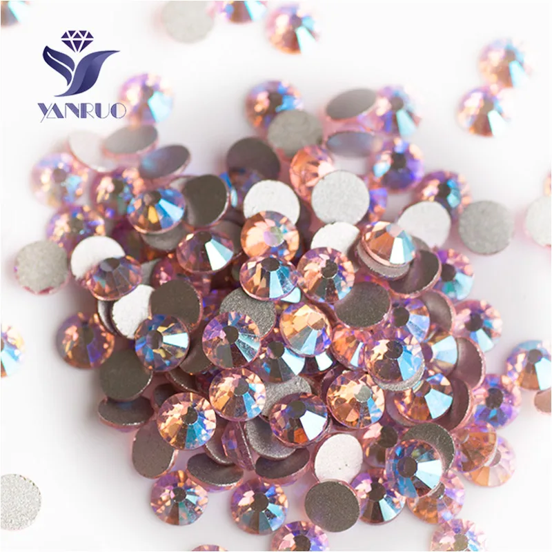 

YANRUO 2058NoHF Light Rose AB Chain Applique Application No Hot Fix Strass Cristal Rhinestones Stones For Crafts