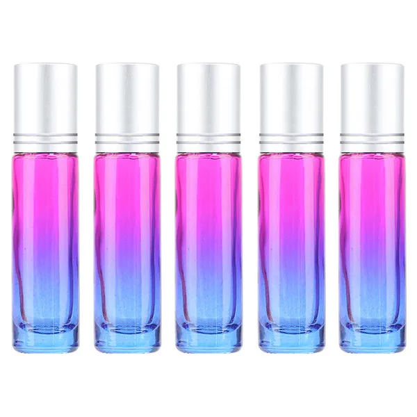 02 10ML 5PCS 5 шт./компл. 10 мл градиентные цветные толстые стеклянные с роликовым аппликатором эфирные масла пустые флаконы для духов 10cc роликовый шар прочный для путешествий - Цвет: 02 10ML 5PCS