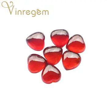 

Vinregem Top Quality 1 PCS Natural Heart Cut 8 * 8 MM Orange Garnet Loose Gemstone DIY Stones Fine Jewelry Wholesale Lots Bulk