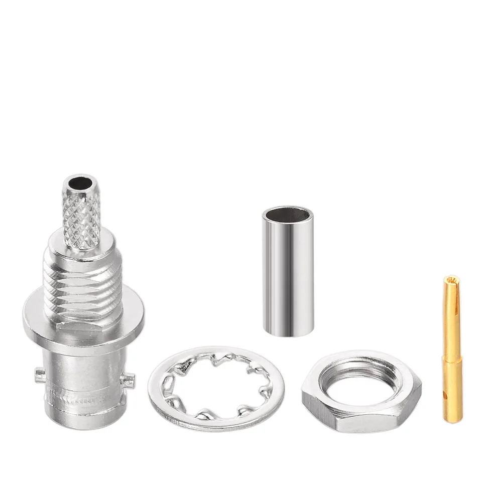 Superbat Mini BNC 75ohm Crimp Female Straight Bulkhead RF Coaxial Connector for RG179 Cable Telecommunications Network Equipment