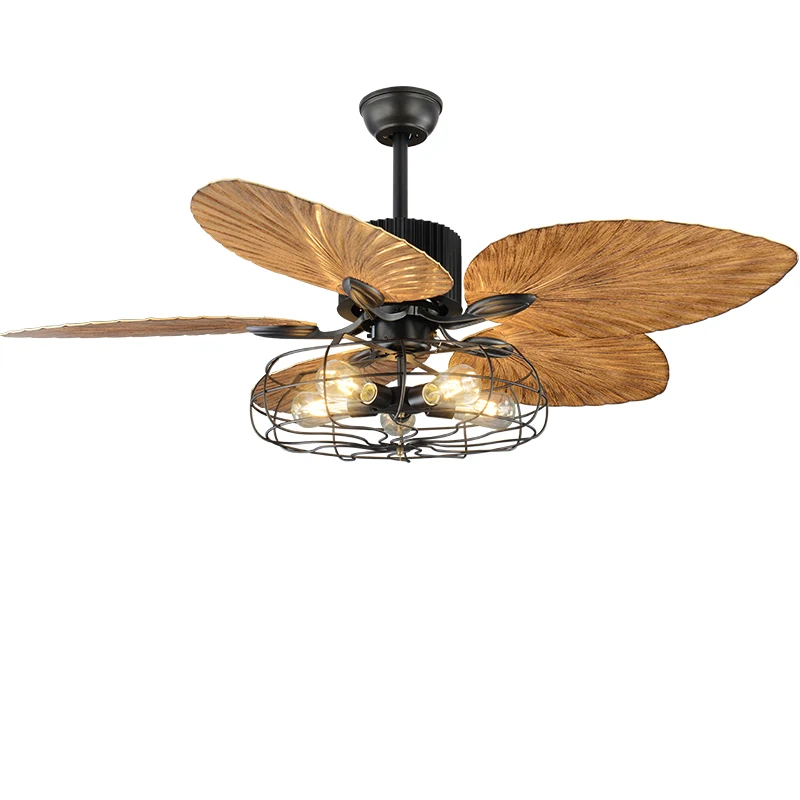 

Mediterranean Fan Light European-style retro living room remote control Ceiling Fans Restaurant Living Room E27 Fan Light