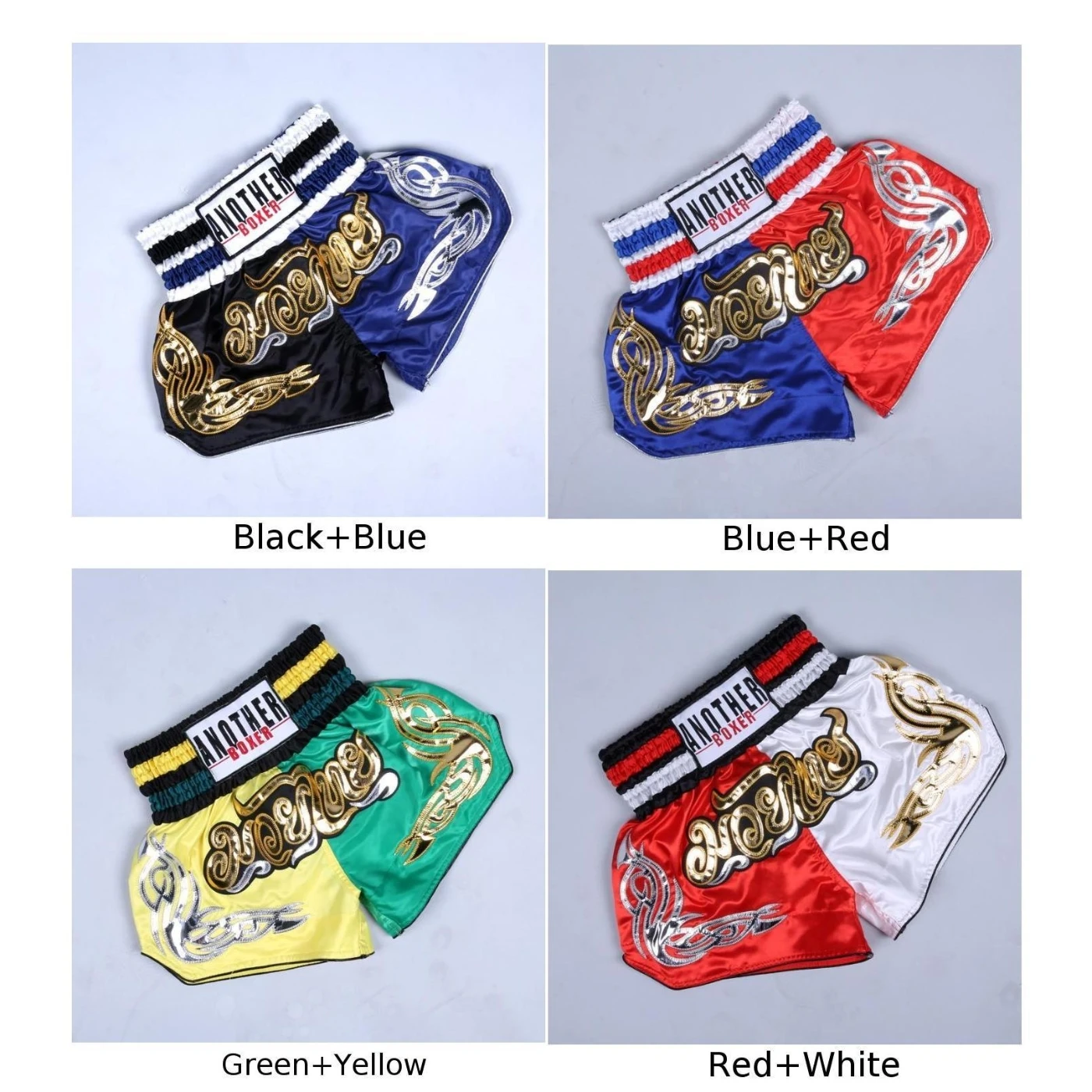 Durable And Practical Anotherboxer Unisex Muay Thai Boxing Shorts MMA Kickboxing Fighting Breathable Quick Wicking
