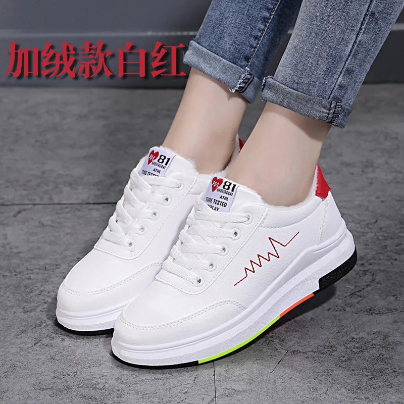 

2019 Winter New Style Korean-style White Shoes Student Warm Harajuku-Style Casual Sports Woolen Cotton Shoe Flat