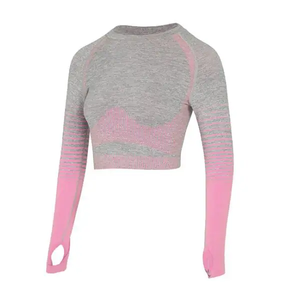 CB863 pink top Зимние женские бесшовные футболки для йоги, одежда для фитнеса, рубашка для спортзала, эластичная рубашка с длинным рукавом для бега, спортивная одежда, топы для спортивных тренировок - Цвет: CB863 pink top