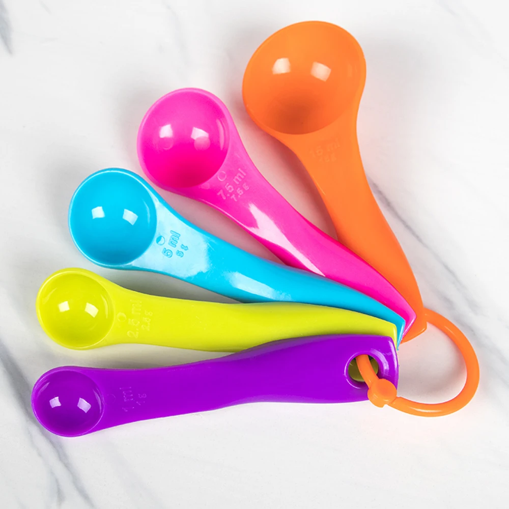 

5Pcs/Set Plastic Measuring Spoons Contains Teaspoons Tablespoons Mixed Color Baking Baby Milk Powder Tools Kitchen Accessories