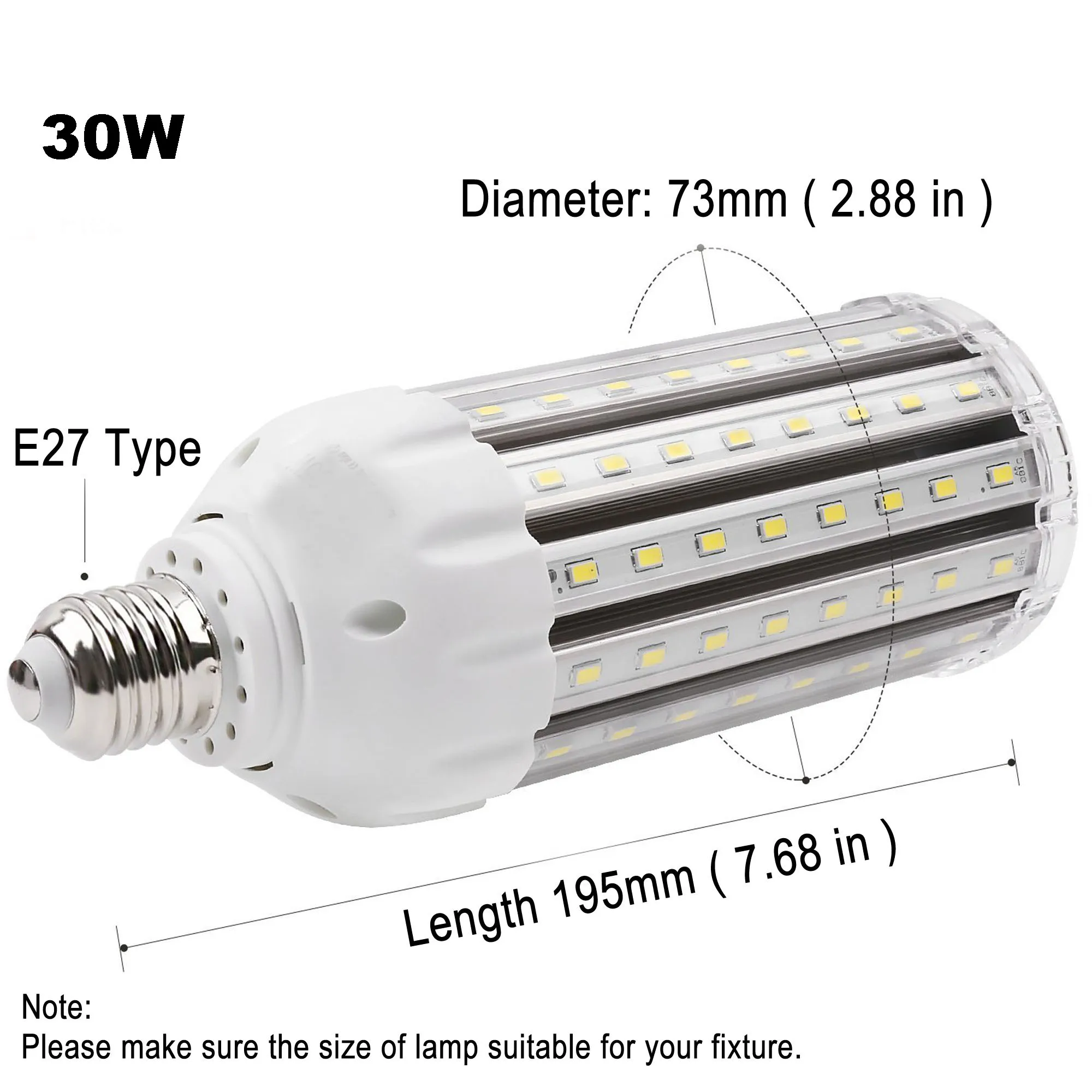 High CRI Ra 95+ LED Bulbs 28W-30W AC85-265V E26/E27 Base Ultra Bright LED Corn Light Daylight White 3500LM for House Office Room
