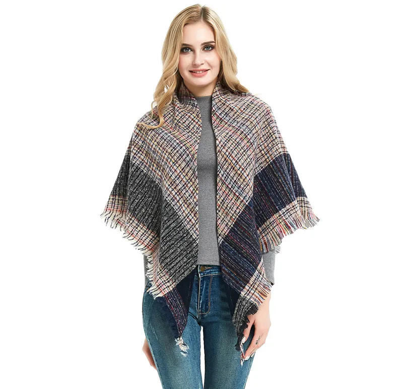 

2019 Autumn And Winter Burst Sell Pinstriped Scarf WOMEN'S Triangular Towel Scarf Thin Square Towel Cape