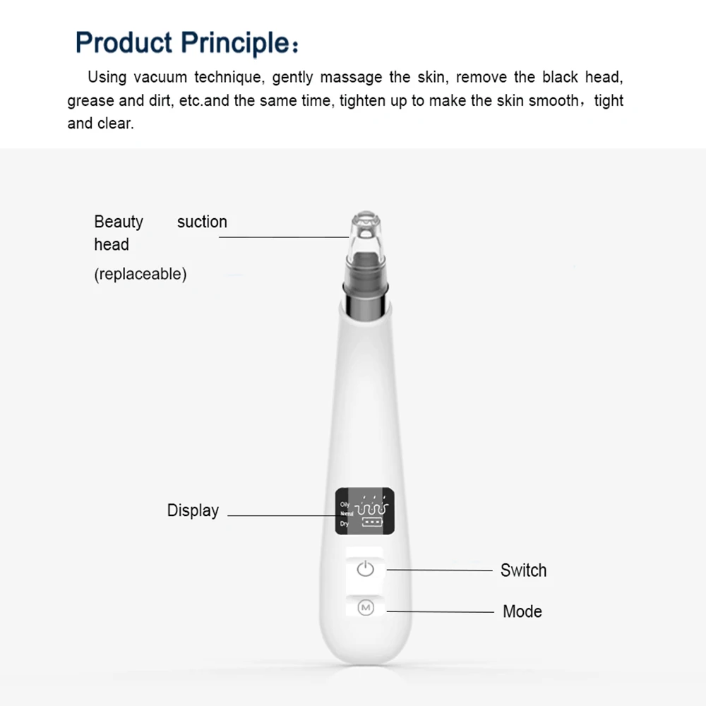 

Blackhead Remover Vacuum Facial Pore Cleaner Electronic LED Display Comedone Extraction Kit Remover Tools Blackhead Remover