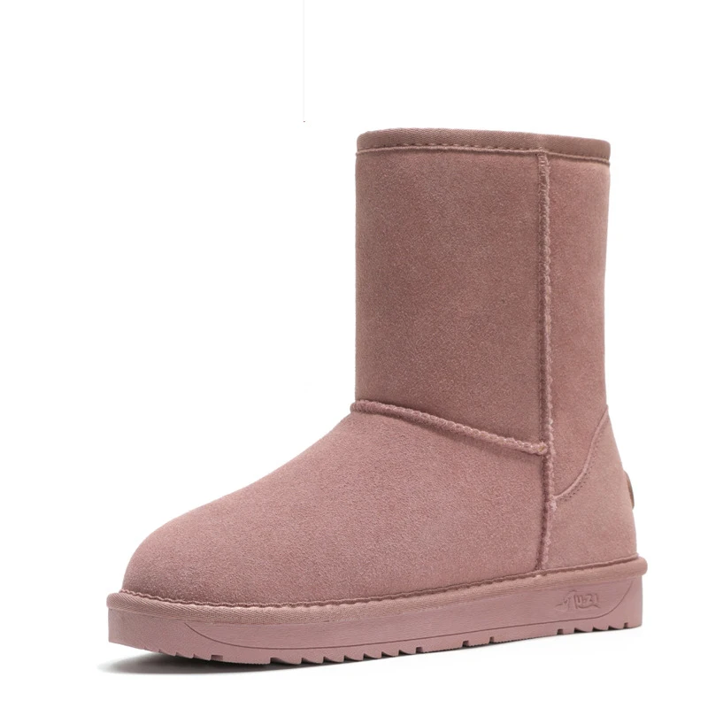 Новинка года; ботинки в австралийском стиле; зимние ботинки из натуральной кожи на меху; женские зимние ботинки наивысшего качества; теплые ботинки; botas mujer - Цвет: Pink5825