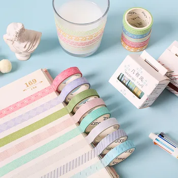 

5 rolls/box Geometric Series Kawaii Cute Grid Washi Tape Set Diary Planner Album Scrapbooking Washi Tape Vintage Stationery Memo