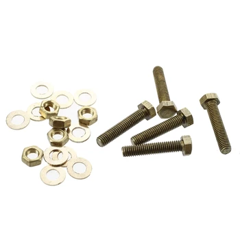 

5 x Hex Head Nut 5mm x 25mm Thread Solid Brass Screw Bolts with 2 Washers