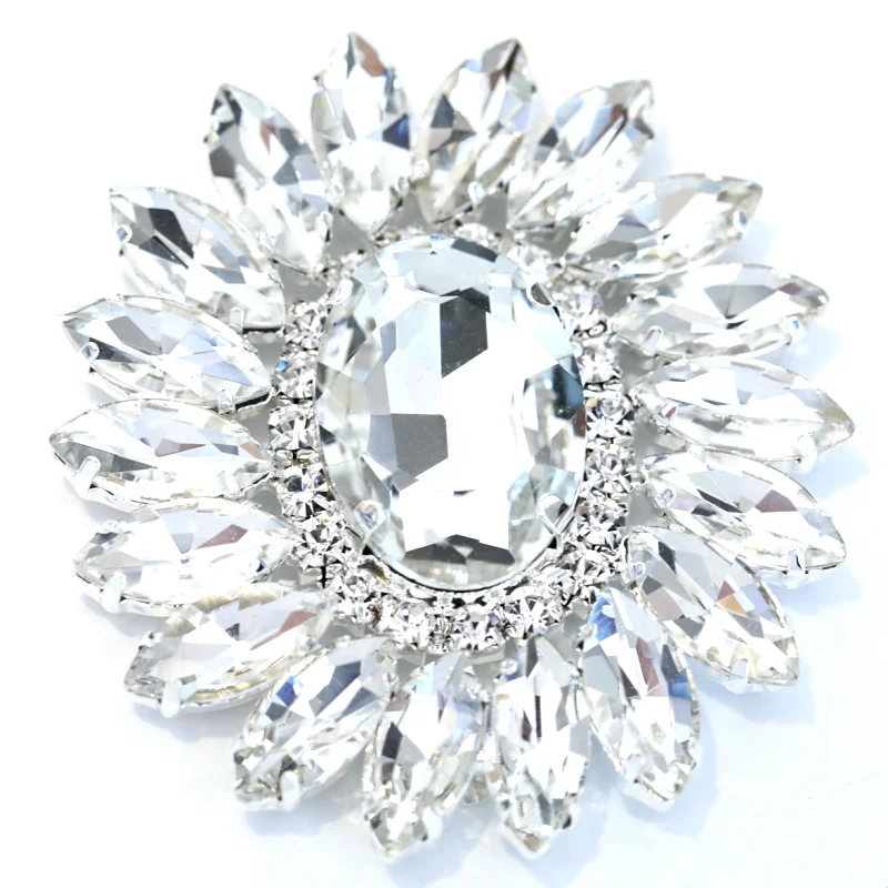 

5.2x6cm 1pcs High Quality Sewing On Rhinestone Applique Crystal Clear AB Color Wedding Evening Dress Y3766