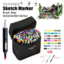 TOUCHNEW Alcohol Markers 30/40/60/80/168 Colors Dual Head Sketch Markers Brush Pen Set For Drawing Manga Design Art Markers