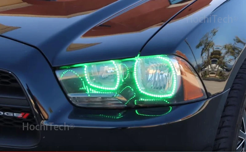 for Dodge Charger SXT Plus 2011 2012 2013 RGB LED Angel Eyes Multi-color with Halo Ring Remote Control Headlight
