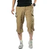 Male Shorts Multi Pocket Summer Loose Zipper Breeches Khaki Grey Plus Size Short Pant Casual Cotton Black Long Mens Cargo Shorts ► Photo 1/6