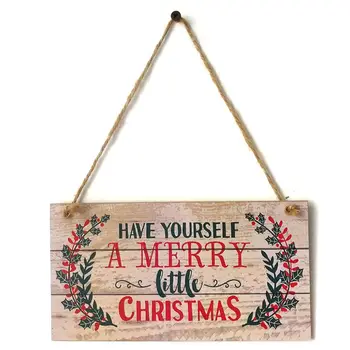 

Have Yourself a Merry Little Christmas Holly Wood Plank Design Hanging Sign-20.3X10.8X0.8cm